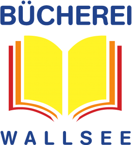 Logo: Ein aufgeklapptes Buch mit der Aufschrift Bücherei Wallsee